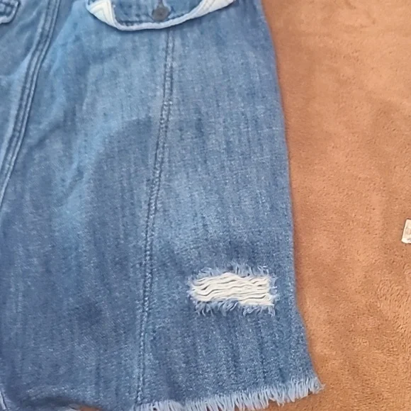 Free People Medium Wash Blue Button Fly High Rise Baggy Shorts Women's Size 4 - Picture 11 of 12